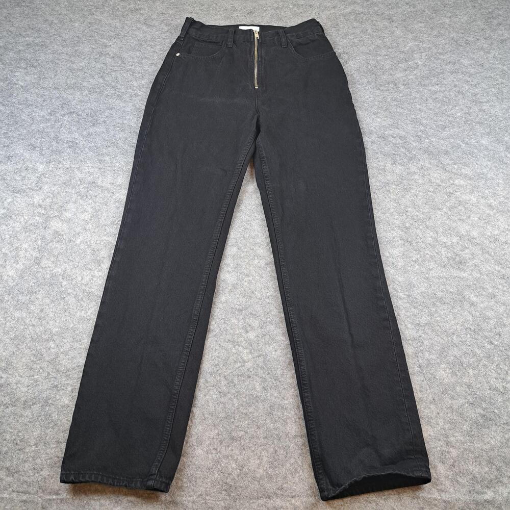 Frame Pants Womens 26 Black Film Noir High Rise Straight Leg Responsibly Woven